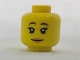 Part No: 3626pb1814  Name: Minifigure, Head Female Reddish Brown Eyebrows, Bright Pink Lips Pattern