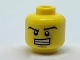 Part No: 3626pb1822  Name: Minifigure, Head Black Wide Eyebrows, Wide Grin Showing Teeth, Dark Tan Dimple and Chin Pattern
