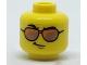 Part No: 3626pb1823  Name: Minifigure, Head Glasses, Orange and Copper Sunglasses, Black Eyebrows, Right Raised Eyebrow, Smirk Pattern