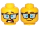 Part No: 3626pb1841  Name: Minifigure, Head Dual Sided Blue Tinted Glasses, Dark Brown Eyebrows, Shocked / Smile Pattern