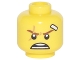 Part No: 3626pb1867  Name: Minifigure, Head Reddish Brown Eyebrows, Medium Nougat Scar, White Bandage and Open Mouth Scowl Pattern (Kai)