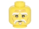 Part No: 3626pb1870  Name: Minifigure, Head White and Gray Eyebrows and Goatee, Black Eyelashes, Medium Nougat Wrinkles, Concerned Pattern (Sensei Wu)