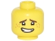 Part No: 3626pb1872  Name: Minifigure, Head Dark Brown Eyebrows, Dark Orange Freckles, Open Mouth Crooked Smile Pattern (Jay)