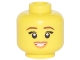 Part No: 3626pb1875  Name: Minifigure, Head Female Reddish Brown Eyebrows, Black Eyelashes, Medium Nougat and Orange Lips, Open Mouth Smile Pattern
