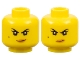 Part No: 3626pb1888  Name: Minifigure, Head Dual Sided Female Black Eyebrows, Single Eyelashes, and Beauty Mark, Nougat Lips, Smirk with Dimple / Scowl with Wrinkle between Eyes Pattern
