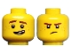 Part No: 3626pb1892  Name: Minifigure, Head Dual Sided Reddish Brown Eyebrows and Freckles, Lopsided Grin / Frown Pattern (Jay)