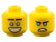 Part No: 3626pb1894  Name: Minifigure, Head Dual Sided Black Straight Eyebrows, Medium Blue Eyes, Large Open Mouth Smile with Teeth / Angry Scowl Pattern