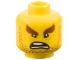 Part No: 3626pb1918  Name: Minifigure, Head Reddish Brown Bushy Eyebrows and Stubble, Wrinkles, Angry Open Mouth Scowl with Teeth Parted Pattern