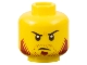 Part No: 3626pb1927  Name: Minifigure, Head Beard Stubble Dark Red, Sideburns, Goatee, Curved Black Eyebrows Pattern