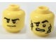 Part No: 3626pb1961  Name: Minifigure, Head Dual Sided Black Eyebrows, Determined / Scared with Stone Cracks Pattern