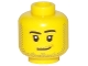 Part No: 3626pb1966  Name: Minifigure, Head Male Smirk, Peach Dimple, Pupils, Stubble Beard, Moustache, and Sideburns Pattern