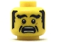 Part No: 3626pb2030  Name: Minifigure, Head Black Eyebrows, Sideburns and Cheek Lines, Open Mouth Scared Pattern