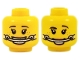 Part No: 3626pb2042  Name: Minifigure, Head Dual Sided Female Dark Brown Eyebrows, Freckles, Headgear Braces, Smile with Teeth / Raised Eyebrow Pattern
