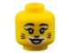 Part No: 3626pb2084  Name: Minifigure, Head Female, Black Eyebrows and Eyelashes with Silver Highlight, White Makeup with Black Cat Nose and Whiskers Pattern