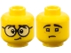Part No: 3626pb2133  Name: Minifigure, Head Dual Sided Large Black Round Glasses, Black Eyebrows / Sad Face with No Glasses Pattern