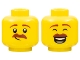 Part No: 3626pb2148  Name: Minifigure, Head Dual Sided Reddish Brown Eyebrows and Moustache, Lopsided Grin / Closed Eyes, Open Mouth Smile with Teeth Parted Pattern