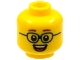 Part No: 3626pb2149  Name: Minifigure, Head Child Reddish Brown Eyebrows, Dark Blue Glasses, Open Mouth Smile with Top Teeth and Red Tongue Pattern