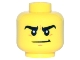 Part No: 3626pb2153  Name: Minifigure, Head Thick Black Eyebrows, Medium Nougat Chin Dimple, Determined Smirk Pattern