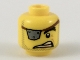 Lego part: Minifigure, Head Male Silver Eye Patch with Rivets, Raised Eyebrow, Copper Tooth, Stubble Pattern (MetalBeard)