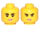 Part No: 3626pb2271  Name: Minifigure, Head Dual Sided Female Black Eyebrows, Eyelashes, Medium Nougat Freckles, Dark Pink Lips, Lopsided Smile / Angry Pattern