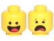 Part No: 3626pb2272  Name: Minifigure, Head Dual Sided Black Standard Eyes, Smile with Tongue / Scared Pattern (Benny)