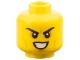 Part No: 3626pb2283  Name: Minifigure, Head Black Eyebrows, Nougat Eye Shadow, Medium Nougat Cheek Lines and Chin Dimple, Evil Open Mouth Smile with Teeth Pattern