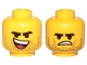 Part No: 3626pb2303  Name: Minifigure, Head Dual Sided Black Eyebrows, Stubble, Open Smile, Tongue / Angry Pattern (Rex Dangervest)