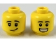 Part No: 3626pb2308  Name: Minifigure, Head Dual Sided Black Eyebrows, Medium Nougat Chin Dimple, Lopsided Grin / Open Mouth Smile with Teeth Pattern