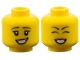 Part No: 3626pb2309  Name: Minifigure, Head Dual Sided Female, Black Eyebrows, Medium Lavender Lips, Smile Showing Teeth, Eyes Open / Eyes Closed Pattern