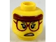 Part No: 3626pb2310  Name: Minifigure, Head Female, Reddish Brown Headband, Dark Red Glasses, White Cat Whiskers, Scowling Pattern