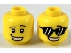 Part No: 3626pb2312  Name: Minifigure, Head Dual Sided Black Eyebrows Left Raised, Lopsided Smile, Black Eyes / Sunglasses Pattern
