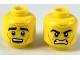 Part No: 3626pb2316  Name: Minifigure, Head Dual Sided Black Thick Eyebrows, Medium Nougat Brow Furrows and Cheek Lines, Surprised / Angry Pattern
