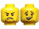 Part No: 3626pb2331  Name: Minifigure, Head Dual Sided Black Stubble, Black Eyebrows, Sheepish Smile / Open Mouth Frown Pattern