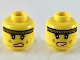 Part No: 3626pb2333  Name: Minifigure, Head Dual Sided Female Dark Tan Rope Headband, Red Lips, Medium Nougat Scuff Marks, Open Mouth with Teeth, Grimace / Lopsided Smile Pattern