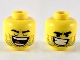 Part No: 3626pb2361  Name: Minifigure, Head Dual Sided Black Eyebrows, Stubble, Closed Eyes and Wide Open Mouth / Lopsided Grin with Teeth Pattern (Rex Dangervest)