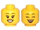 Part No: 3626pb2379  Name: Minifigure, Head Dual Sided Female Black Eyebrows, Eyelashes, Medium Nougat Lips, Smile, Teeth, Open Eyes / Closed Eyes Pattern