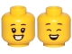 Part No: 3626pb2380  Name: Minifigure, Head Dual Sided Child Black Eyebrows, Big Smile, Teeth, Open Eyes / Closed Eyes Pattern