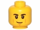 Part No: 3626pb2385  Name: Minifigure, Head Black Eyebrows, Upper Eyelids, Nougat Cheek Lines and Chin Dimple, Lopsided Grin Pattern