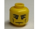 Part No: 3626pb2406  Name: Minifigure, Head Black Eyebrows, Vertical Cheek Lines, Slight Frown, Chin Dimple and White Pupils Pattern