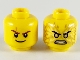 Part No: 3626pb2407  Name: Minifigure, Head Dual Sided Reddish Brown Eyebrows, Scar, White Pupils, Smile / Gold Pupils, Fire, Angry Pattern