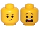 Part No: 3626pb2431  Name: Minifigure, Head Dual Sided Lopsided Smile / Open Mouth Scared, Raised Eyebrows Pattern (Emmet)
