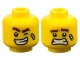 Part No: 3626pb2439  Name: Minifigure, Head Dual Sided Dark Brown Thick Eyebrows, Bandage, Wink and Lopsided Open Mouth Smile with Teeth / Scared Pattern