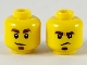 Part No: 3626pb2461  Name: Minifigure, Head Dual Sided Dark Brown Eyebrows and Soul Patch, Smirk / Frown Pattern