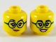 Part No: 3626pb2464  Name: Minifigure, Head Dual Sided Female Black Eyebrows, Eyelashes, Nougat Eye Shadow, Dark Green Glasses, Medium Nougat Lips, Lopsided Grin / Open Mouth Smile with Teeth Pattern