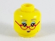 Part No: 3626pb2469  Name: Minifigure, Head Female Lavender Eyebrows, Metallic Light Blue Eye Shadow, Magenta Glasses, Metallic Pink Lips, Beauty Mark Pattern