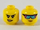Part No: 3626pb2474  Name: Minifigure, Head Dual Sided Female, Medium Nougat Lips, Crooked Smile / Dark Pink, Dark Purple, and Dark Azure Sunglasses Pattern