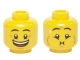 Part No: 3626pb2491  Name: Minifigure, Head Dual Sided Eyebrows, Crow's Feet, Open Mouth Big Smile / Queasy Expression with Sweat Drop Pattern