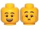 Part No: 3626pb2492  Name: Minifigure, Head Dual Sided Eyebrows, Crow's Feet, Open Mouth Smile / Queasy Expression with Sweat Drop Pattern