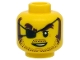 Part No: 3626pb2526  Name: Minifigure, Head Black Eye Patch, Brown Eyebrows, Sideburns, Stubble, Open White Mouth Pattern
