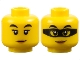 Part No: 3626pb2533  Name: Minifigure, Head Dual Sided Female Black Eyebrows, Eyelashes, Medium Nougat Lips, Lopsided Grin / Black Mask Pattern